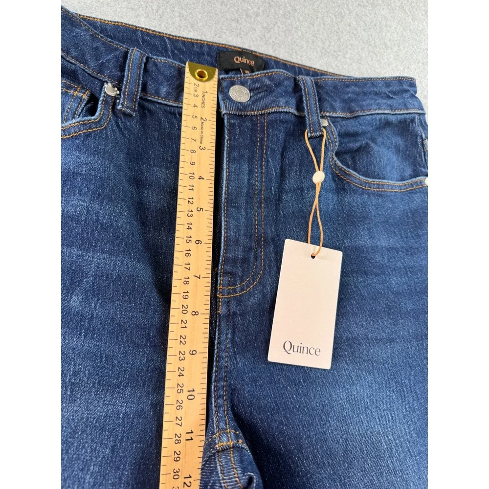 Quince Bella Stretch Relaxed Straight Jeans Stormy Blue Organic Cotton Tencel 30